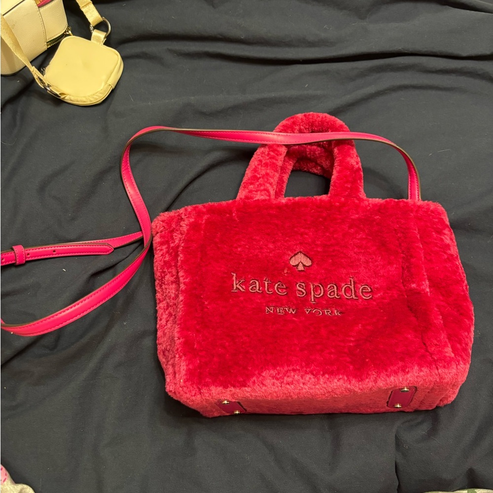Kate Spade Deep Pink Faux Fur Crossbody Bag
